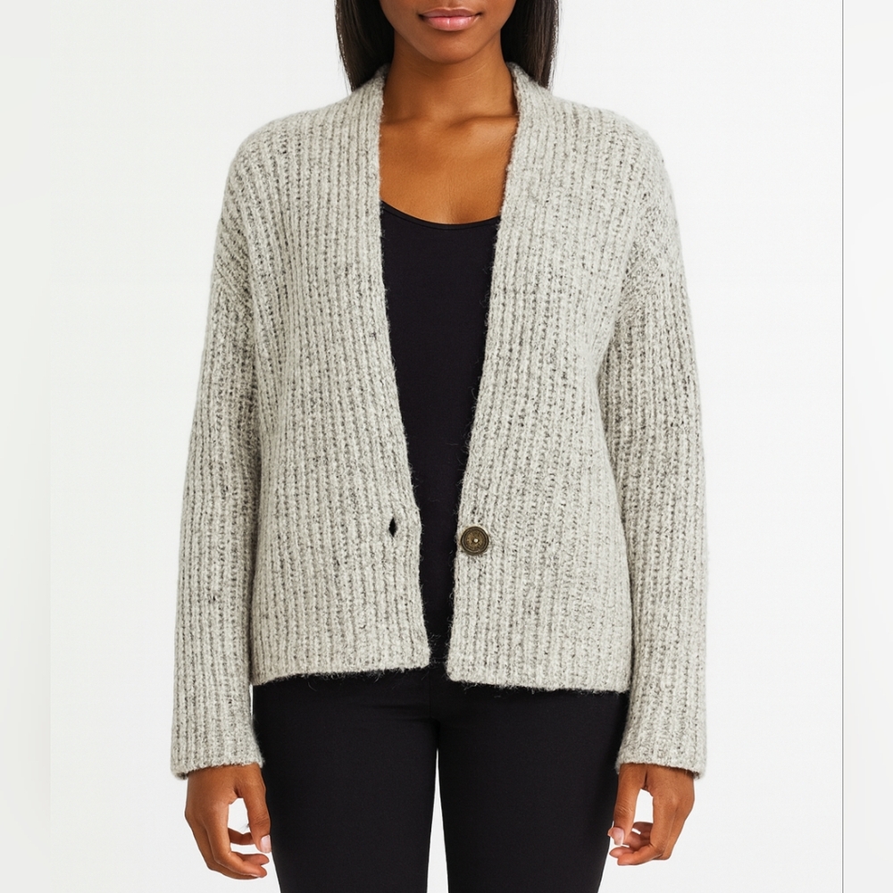 Leo & Sage Cardigan Oatmeal Chunky Knit Sweater XS Coastal Grandma
